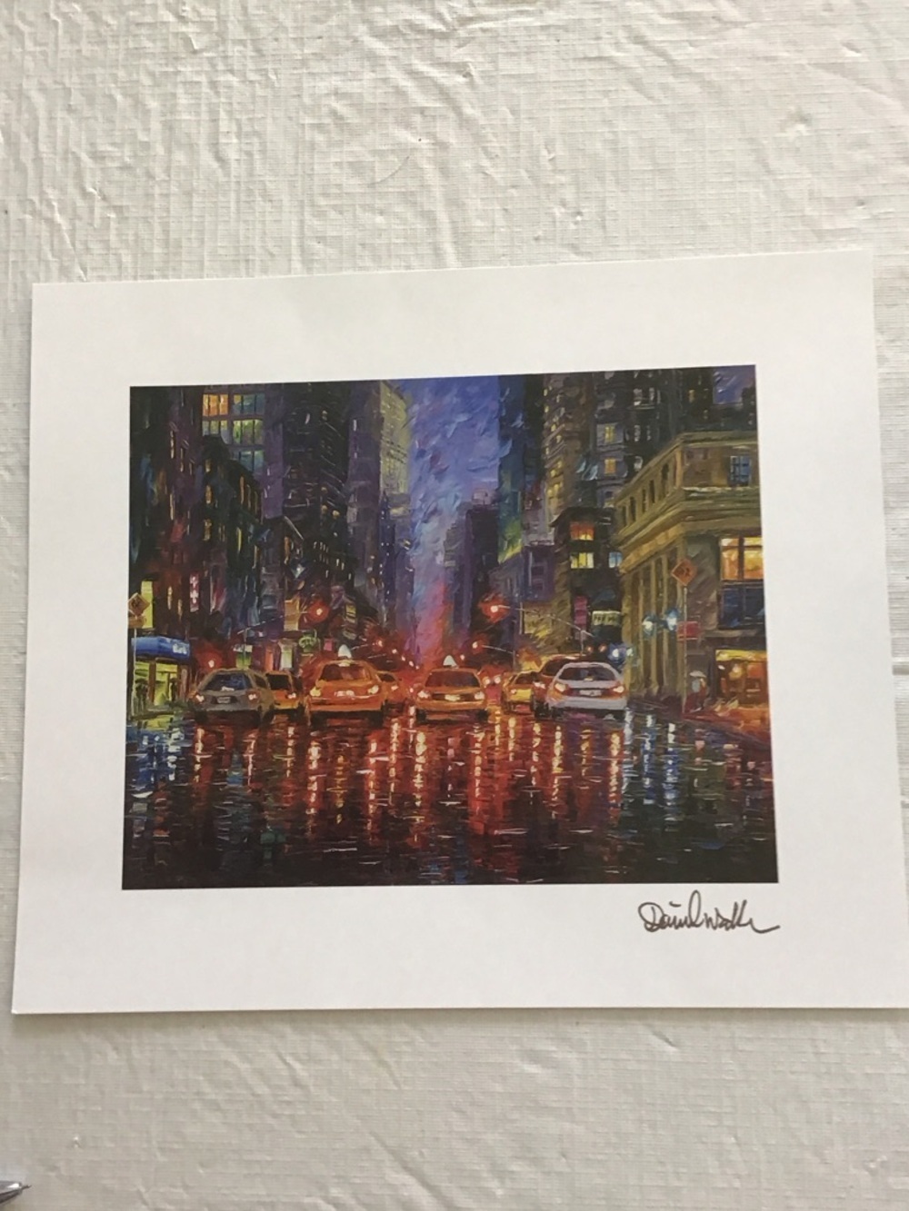 Urban Night Taxi Art Print - Multicolor City Street Scene